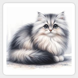 Cymric Watercolor Kitten - Cute Kitties Sticker